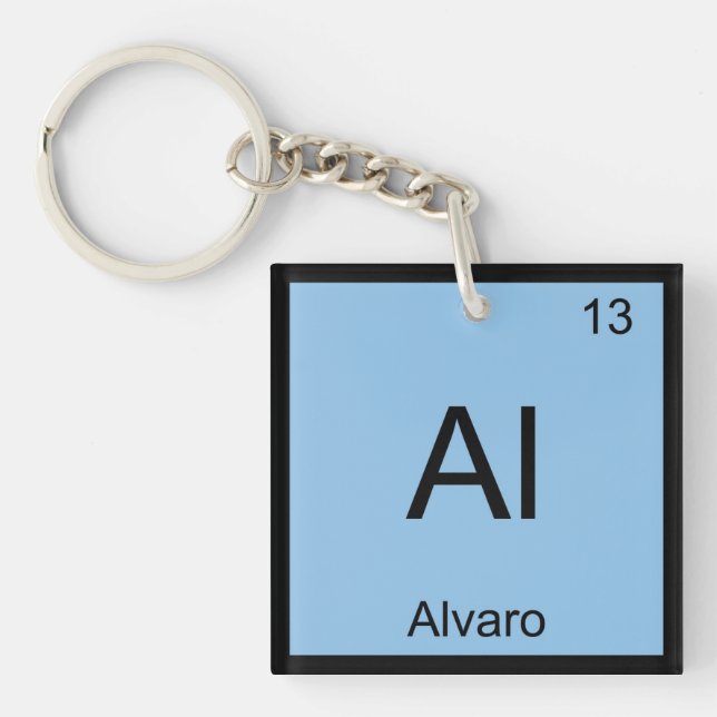 Alvaro Name Chemistry Element Periodic Table Key Ring (Front)