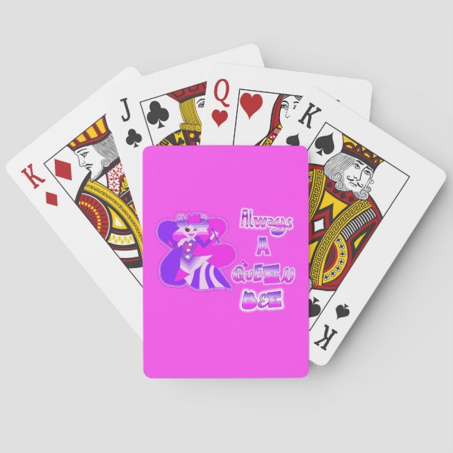 Always a queen bee hot pink playing cards (Back)