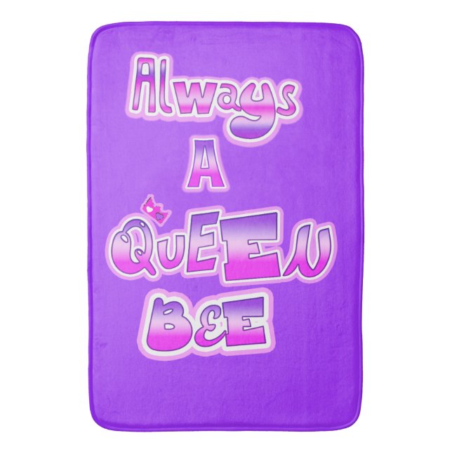 Always a queen bee purple bath mat (Front Vertical)
