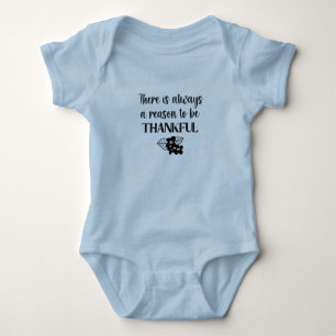 Always A Reason To Be Thankful Black Flowers Baby Bodysuit