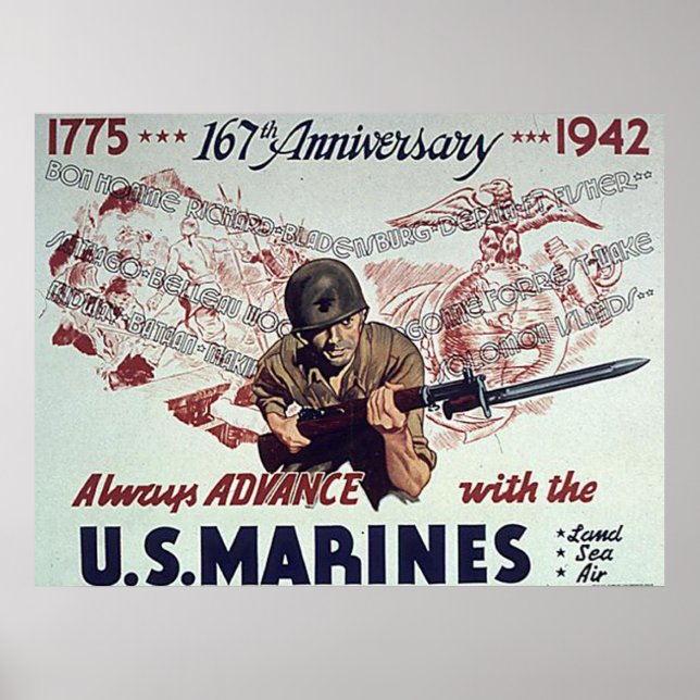 Always Advance With U.S. Marines Poster (Front)