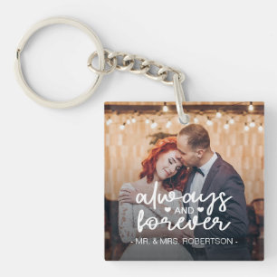 Always and forever custom wedding photo key ring
