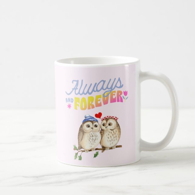 Always And Forever Cute Owls in Love    Coffee Mug (Right)