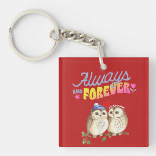 Always And Forever Cute Owls in Love    Key Ring
