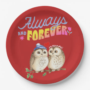 Always And Forever Cute Owls in Love    Paper Plate