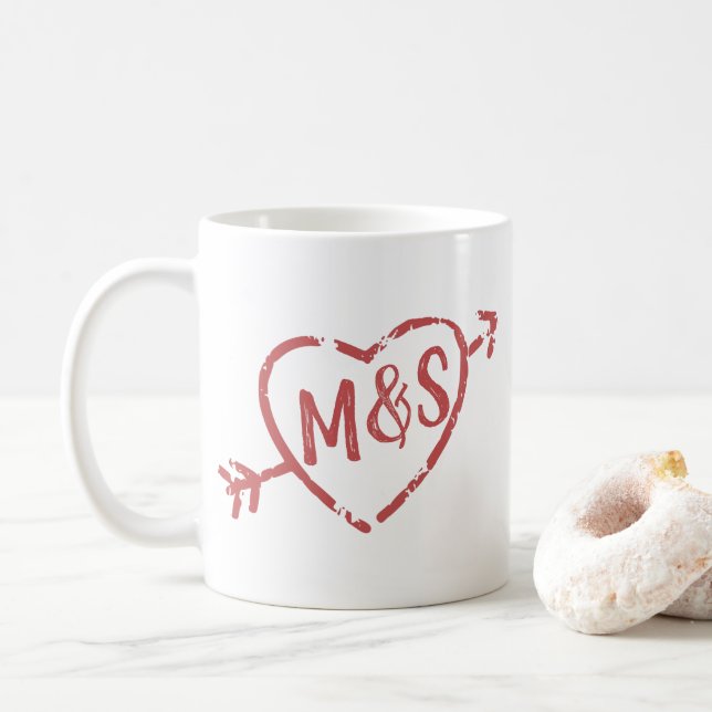 Always and Forever Love Doodle Monogram Coffee Mug (With Donut)