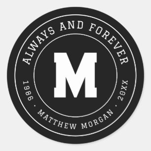 Always and Forever Memorial Monogram Classic Round Sticker
