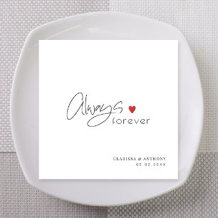 Always and Forever Script Wedding Custom Names Napkin