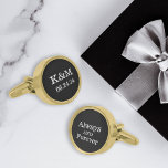 Always and Forever Wedding Black Monogram Groom Gold Finish Cufflinks<br><div class="desc">Personalised wedding cufflink design for the groom features a monogram of the couple's initials and wedding date with "Always and Forever" wording.  Black background and white text colours can be modified to coordinate with any wedding colour scheme.</div>