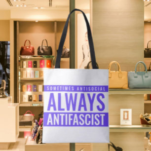 Always Antifascist Tote Bag – Blue Text Bold