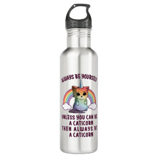 Always Be a Caticorn Girls Women Cat Unicorn 710 Ml Water Bottle