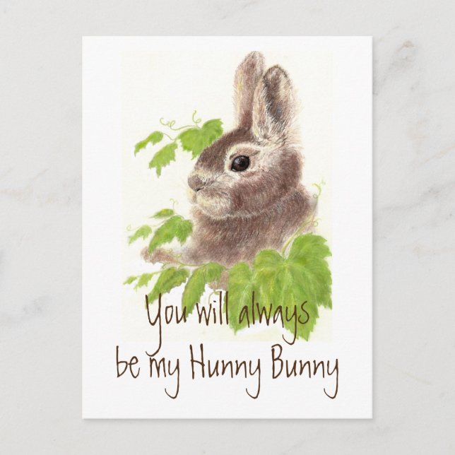 Always be my Hunny Bunny Rabbit, Glass Postcard (Front)