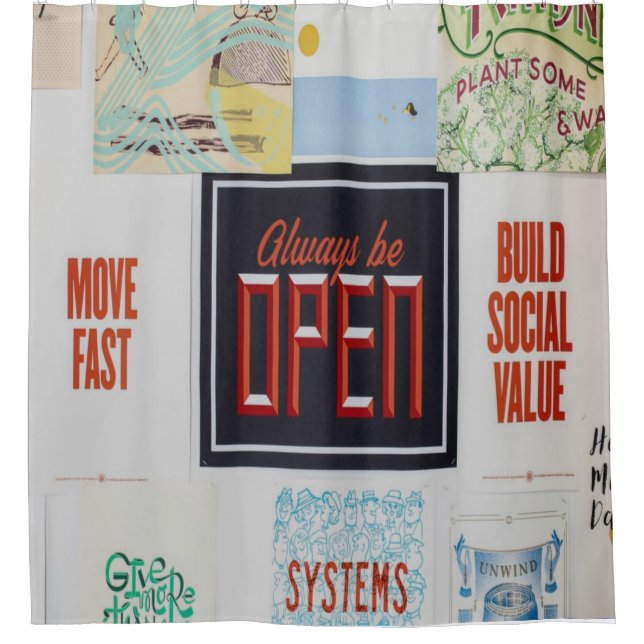 Always be Open, Motivational Inspirational Shower Curtain (Front)