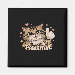 Always Be Pawsitive - Cute Thumbs Up Cat Design Magnet