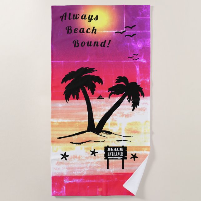 Always Beach Bound Purple Red B Towel (Front)