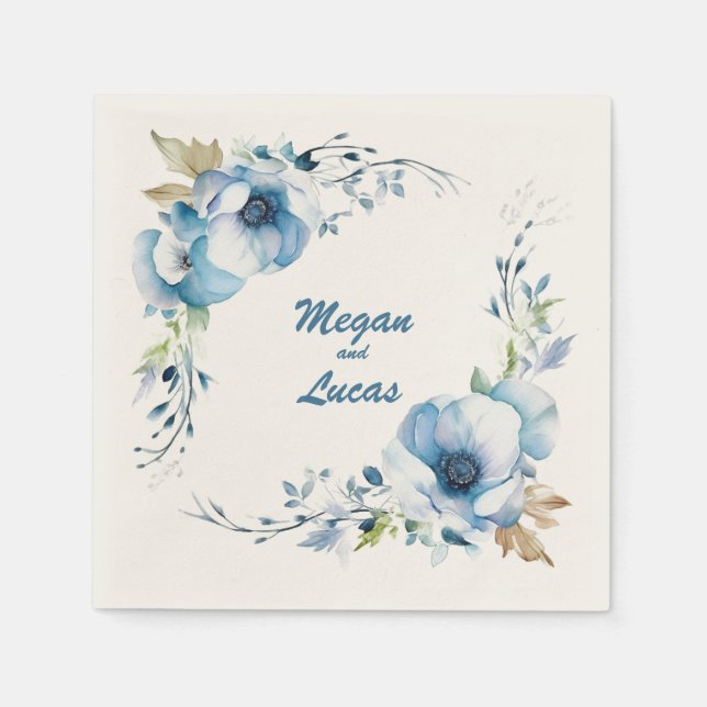 Always Blue: Personalized Wedding Napkins (Front)
