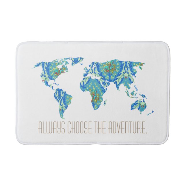 Always Choose Adventure | Victorian World Map Bath Mat (Front)