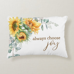 Always Choose Joy Sunflower Eucalyptus Decorative Cushion
