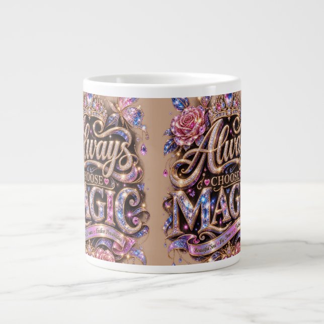 Always Choose Magic Sparkle Crystal Design Large Coffee Mug (Front)