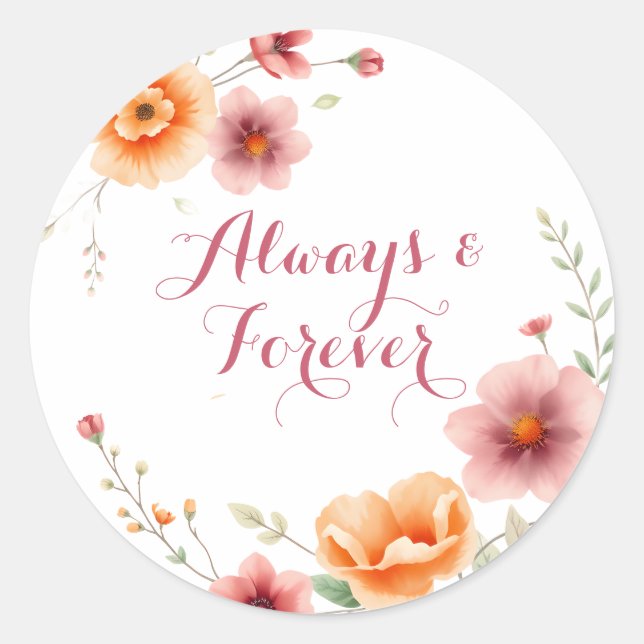Always & Forever | Autumn Wedding  Classic Round Sticker (Front)