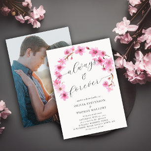 Always Forever Cherry Blossoms Arch Photo Wedding Invitation