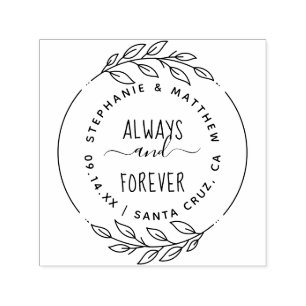 Always & Forever Cute Rustic Script & Branches Self-inking Stamp