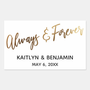 Always & Forever Minimal Gold Handwriting Rectangular Sticker