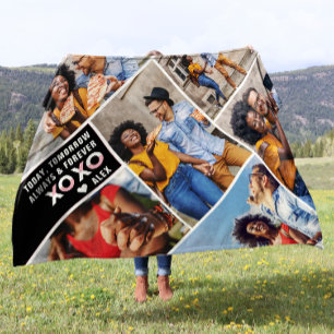 Always & Forever   Modern 6 Photo Collage Fleece Blanket