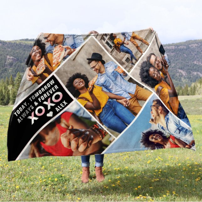 Always & Forever | Modern 6 Photo Collage Fleece Blanket (Creator Uploaded)