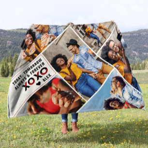 Always & Forever   Modern 6 Photo Collage Fleece Blanket