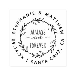 Always & Forever Rustic Leaves & Custom Script Self-inking Stamp