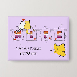 Always & Forever Sunset Lesbian Flag Wife Button