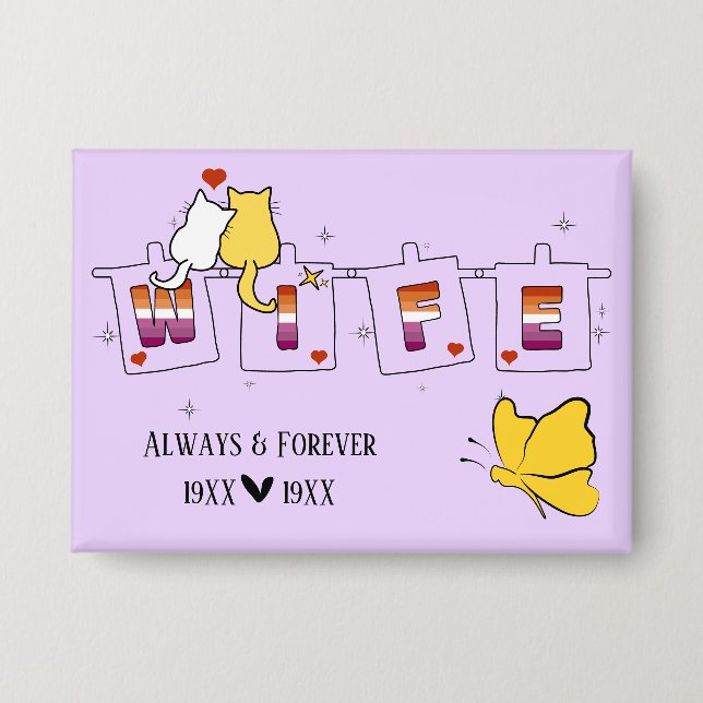 Always & Forever Sunset Lesbian Flag Wife Button (Front)