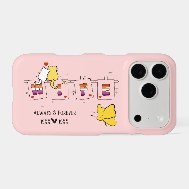Always & Forever Sunset Lesbian Flag Wife iPhone C (Back Horizontal)
