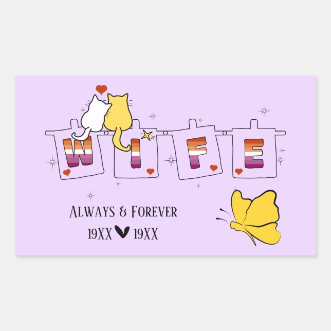 Always & Forever Sunset Lesbian Flag Wife Rectangular Sticker (Front)
