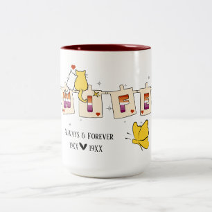 Always & Forever Sunset Lesbian Flag Wife Two-Tone Coffee Mug