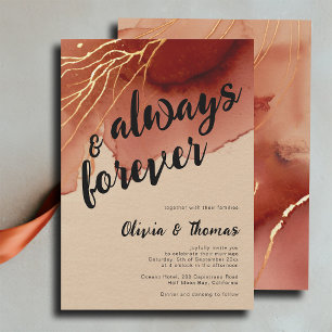 Always Forever Terracotta Gold Beach Fall Wedding Invitation