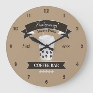 Always Fresh Coffee Bar Large Clock