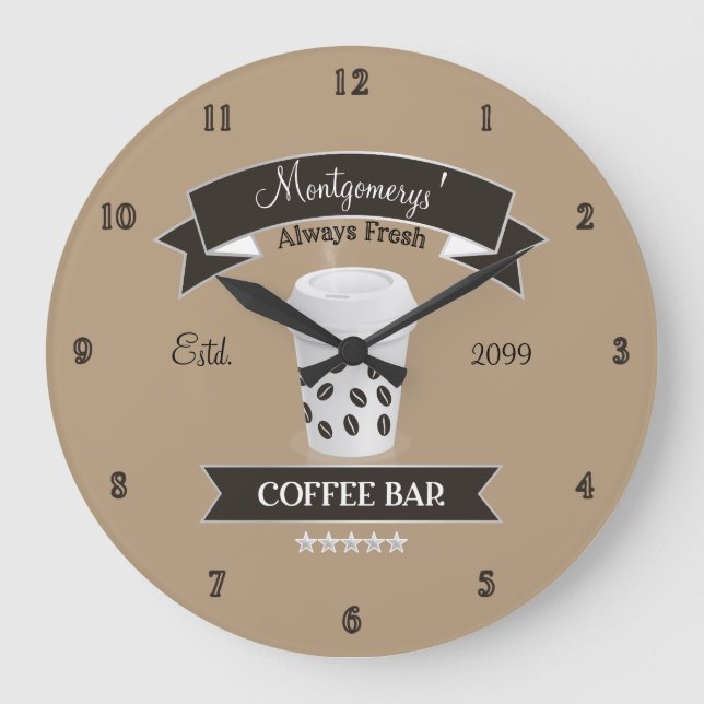 Always Fresh Coffee Bar Large Clock (Front)