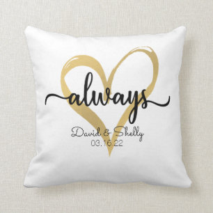 Always Gold Heart Personalized Wedding Cushion