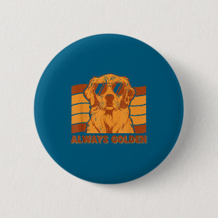 Always golden retro style golden retriever dog Alw 6 Cm Round Badge