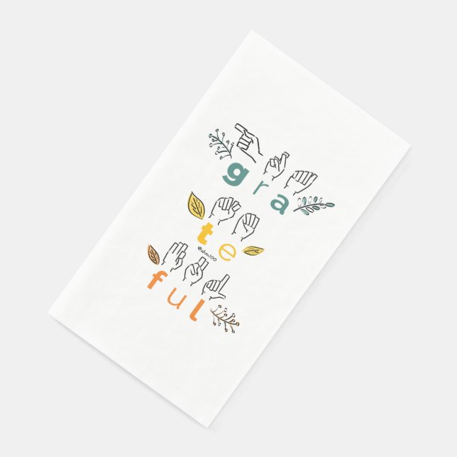 Always Grateful Sign Language Napkin (Corner)