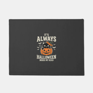 Always Halloween Black Cat Pumpkin Design Doormat