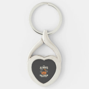 Always Halloween Black Cat Pumpkin Design Key Ring