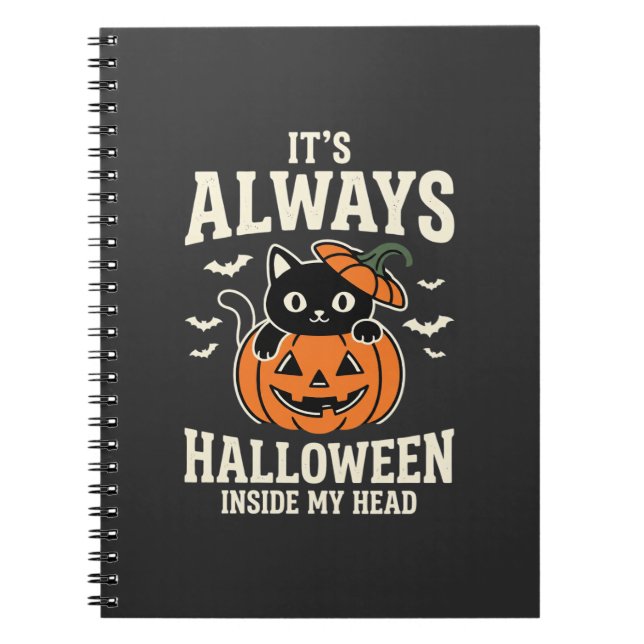 Always Halloween Black Cat Pumpkin Design Notebook (Front)