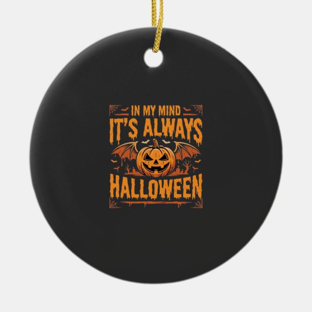 Always Halloween Pumpkin Bat Vector Design_1 Ceramic Ornament (Front)