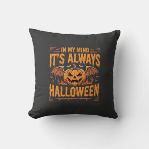Always Halloween Pumpkin Bat Vector Design_1 Cushion