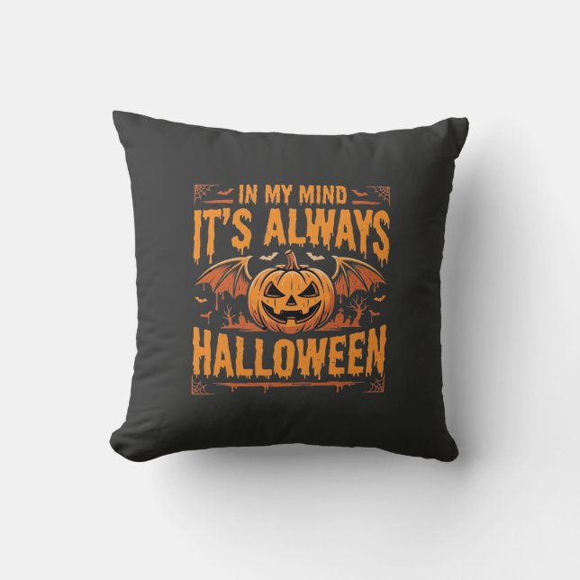 Always Halloween Pumpkin Bat Vector Design_1 Cushion (Front)