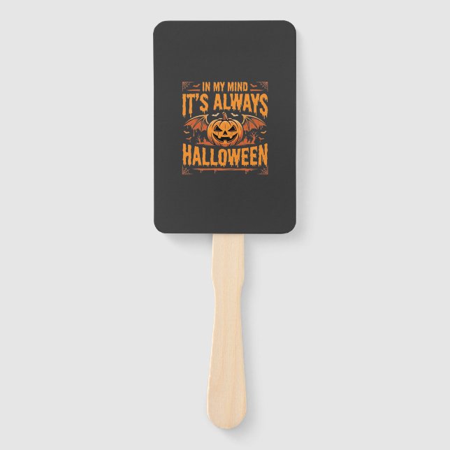 Always Halloween Pumpkin Bat Vector Design_1 Hand Fan (Front)