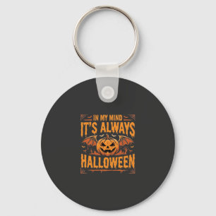 Always Halloween Pumpkin Bat Vector Design_1 Key Ring